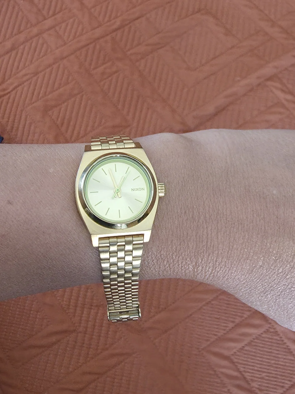 Nixon Men’s Gold-Tone Stainless Steel Watch with Lime Accents